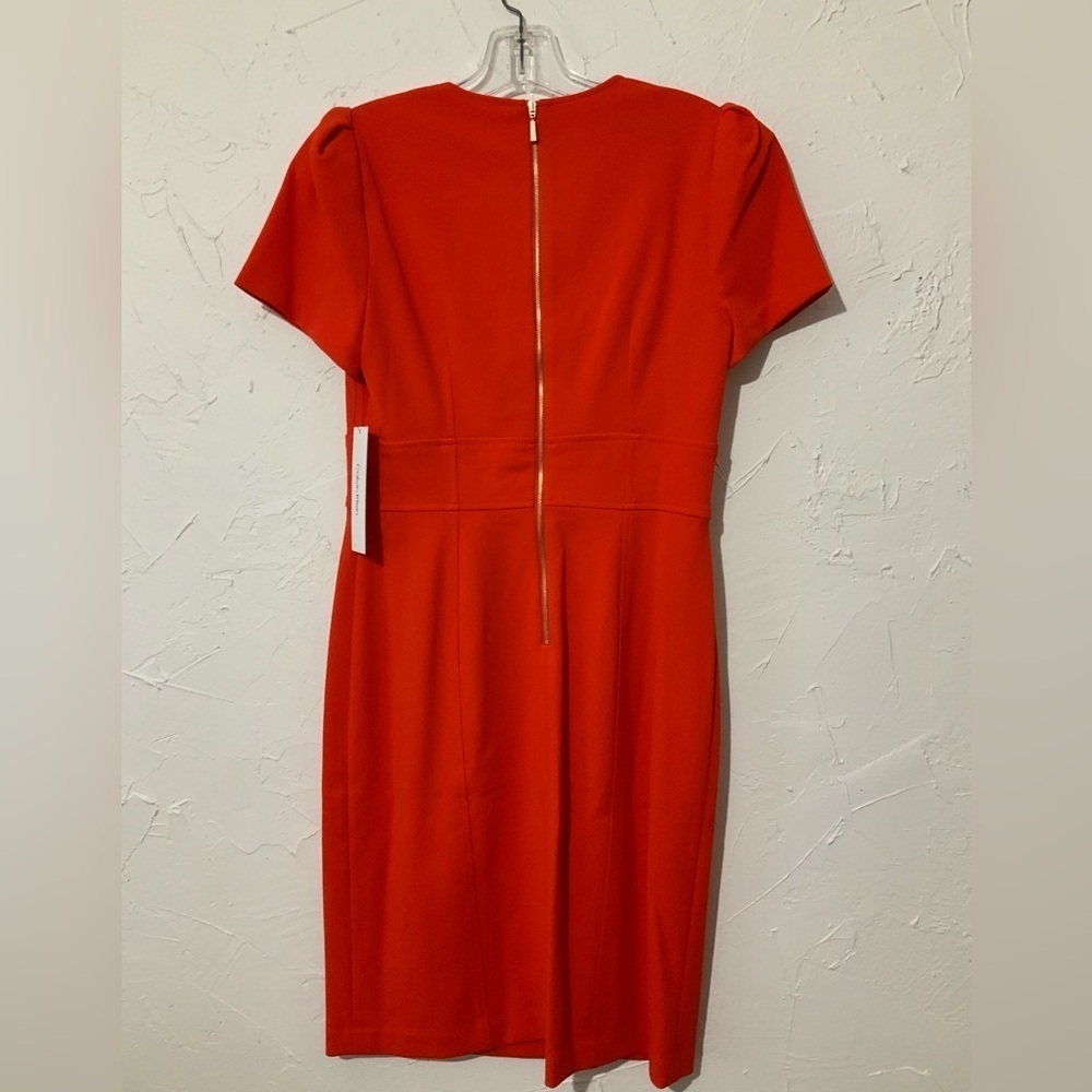 NWT Calvin Klein Red Sheath Dress with Square Neck Sz 6 | Business Office Wear - Picture 8 of 10